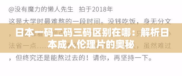 日本一码二码三码区别在哪：解析日本成人伦理片的奥秘