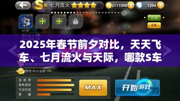 2025年春节前夕对比，天天飞车、七月流火与天际，哪款S车更胜一筹？