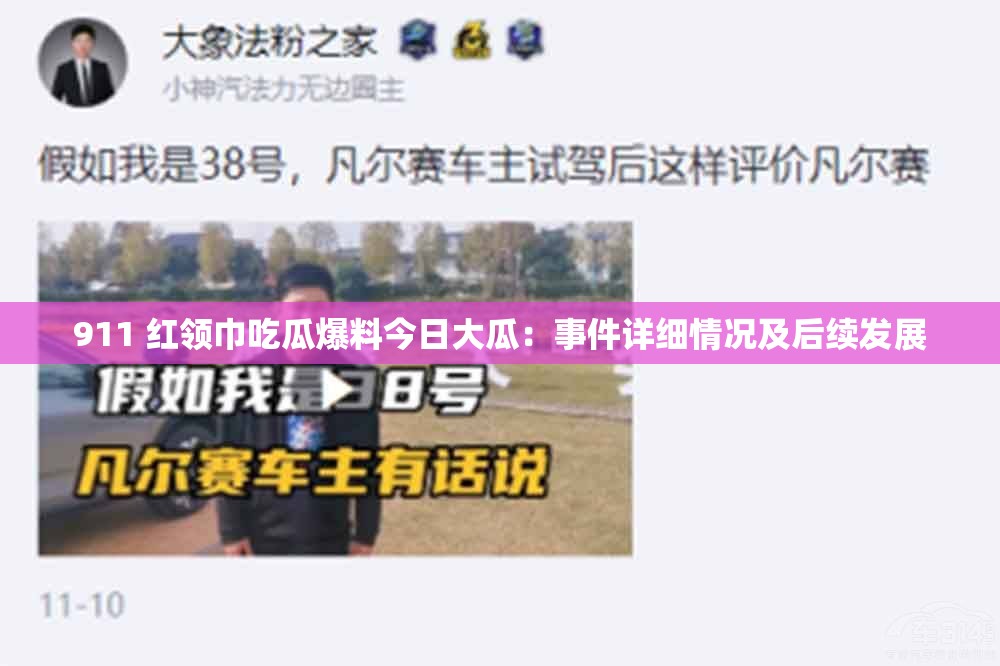 911 红领巾吃瓜爆料今日大瓜：事件详细情况及后续发展