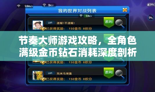 节奏大师游戏攻略，全角色满级金币钻石消耗深度剖析与资源管理技巧